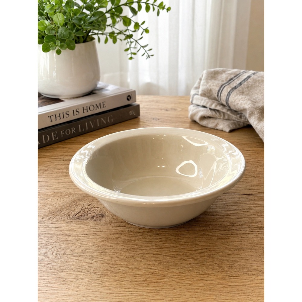 CAC China Cream Ceramic Soup Cereal Bowl Wide Rim Stoneware 6.5 Inch Bone White